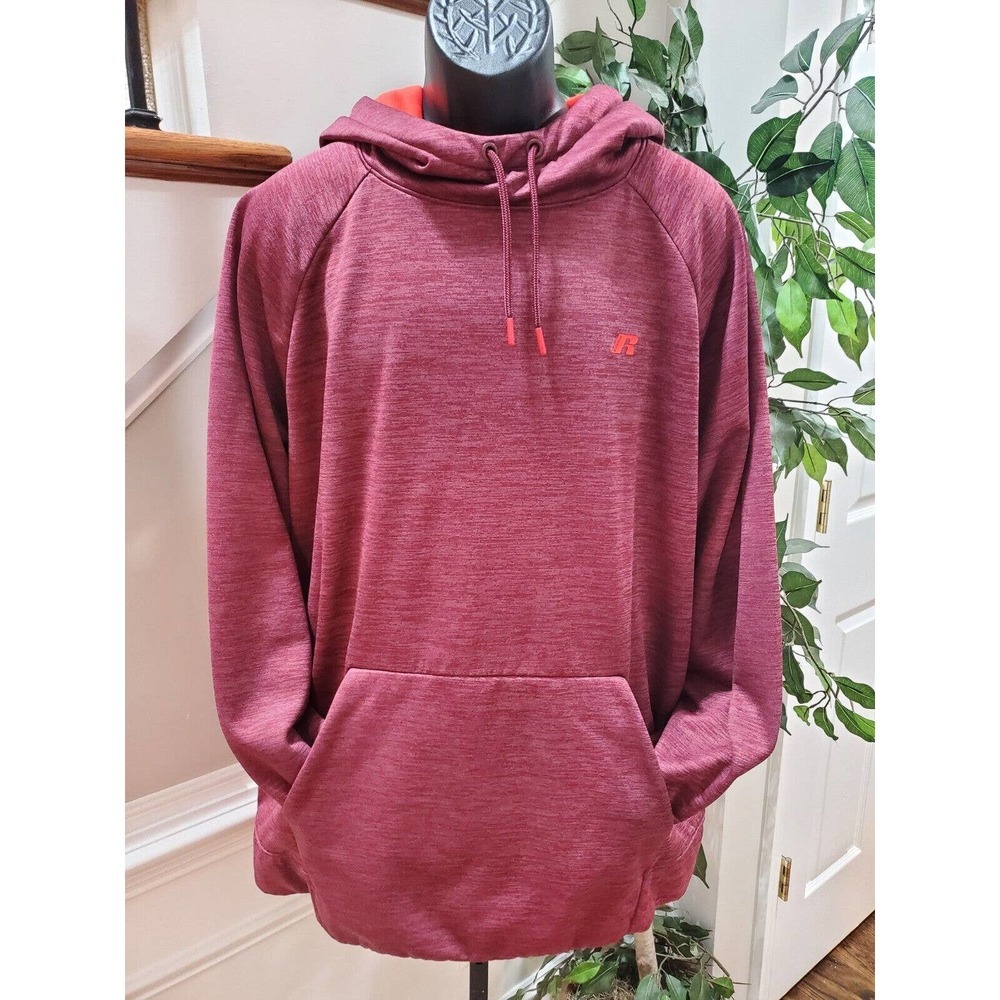 Russell Athletic Men's Maroon Polyester Long Sleeve Pullover Fleece Hoodie 2XL - Picture 4 of 10